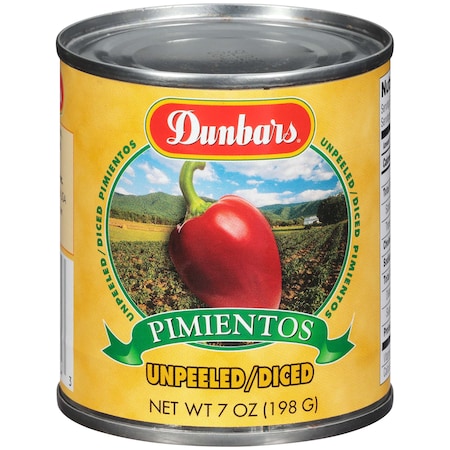Dunbar Diced Unpeeled Pimientos, PK24 07084211240001